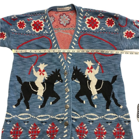 Delia McKain~Vintage Western Cowboy Sweater~Cardigan Large - Picture 2 of 9